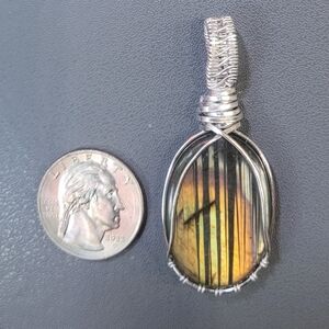 Silver Wire Wrapped Pendant with Multicolor Stone